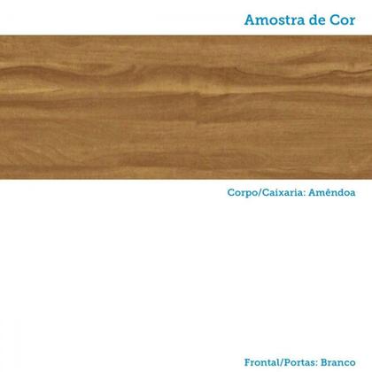 Imagem de Armário de Cozinha com Balcão e Tampo 12 Portas 4 Gavetas Pérola 100% Mdf Vidro Reflecta Amêndoa/Branco - Pnr Móveis