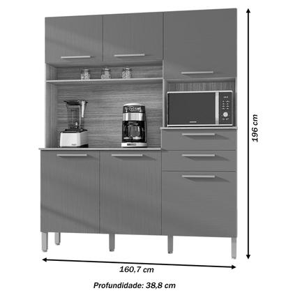 Imagem de Armário de Cozinha com Balcão Huge 6 Portas 2 Gavetas Ripado 3d Freijó/Supremo - Pnr Móveis