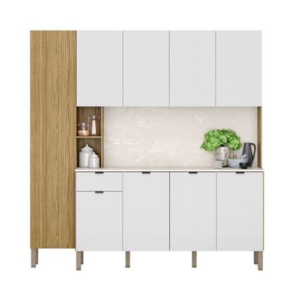 Imagem de Armário de Cozinha com Balcão Palais 9 Portas 1 Gaveta Freijó/Artico - Pnr Móveis