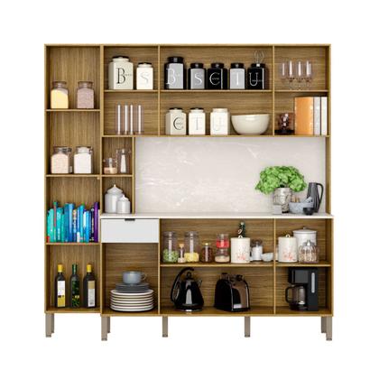 Imagem de Armário de Cozinha com Balcão Palais 9 Portas 1 Gaveta Freijó/Artico - Pnr Móveis