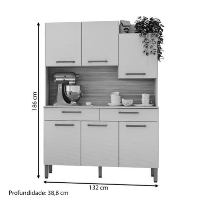 Imagem de Armário de Cozinha com Balcão Romênia 6 Portas 2 Gavetas Freijó/Vanilla - Pnr Móveis