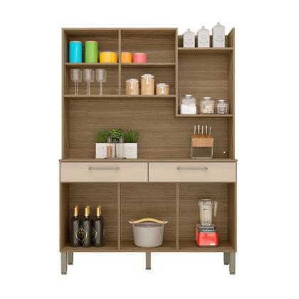 Imagem de Armário de Cozinha com Balcão Romênia 6 Portas 2 Gavetas Freijó/Vanilla - Pnr Móveis