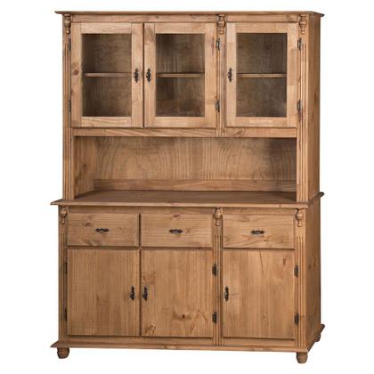 Imagem de Armário de Cozinha com Cristaleira de Vidro e Madeira Antique com 6 Portas 3 Gavetas e 1 Nicho - 632