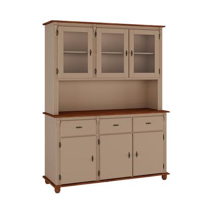 Imagem de Armário de Cozinha com Cristaleira de Vidro e Madeira Antique com 6 Portas 3 Gavetas e 1 Nicho - 632