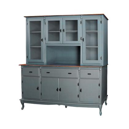 Imagem de Armário de Cozinha com Cristaleira de Vidro e Madeira Antique Luís XV com 8 Portas 3 Gavetas e 1 Nicho - 803-V