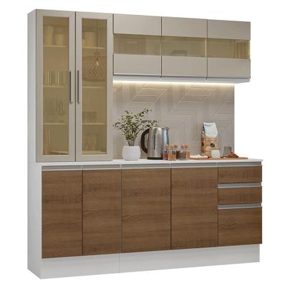 Imagem de Armário de Cozinha Compacta 100% MDF 180 cm Branco/Rustic/Crema Smart Madesa 03