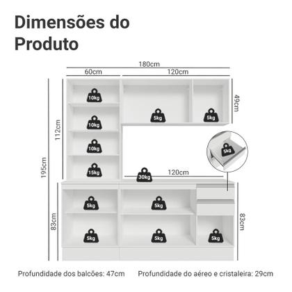 Imagem de Armário de Cozinha Compacta 100% MDF 180 cm Branco Smart Madesa 03
