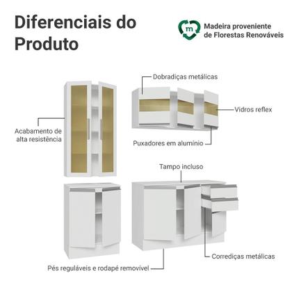 Imagem de Armário de Cozinha Compacta 100% MDF 180 cm Branco Smart Madesa 03