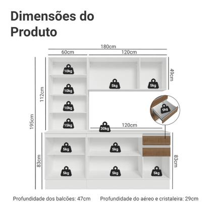 Imagem de Armário de Cozinha Compacta 100% MDF 180 cm Smart Madesa 03