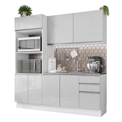 Imagem de Armário de Cozinha Compacta 100% MDF 190cm Portas Branco Brilho Acordes Madesa 01