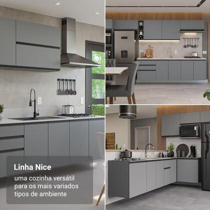 Imagem de Armário de Cozinha Compacta 120 cm Suspensa Cinza Nice Madesa 06