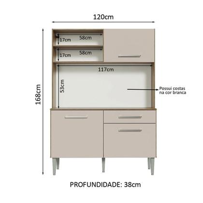 Armário de Cozinha Compacta 120cm Life Madesa Imagem de Armário de Cozinha Compacta 120cm Life Madesa