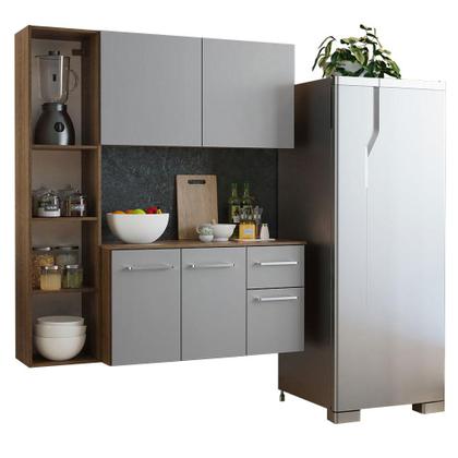 Imagem de Armário de Cozinha Compacta 120cm Rustic/Cinza Easy Madesa