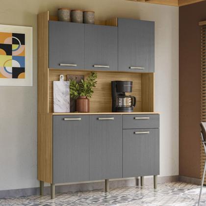 Imagem de Armário de Cozinha Compacta 121cm Pádua Plus Freijó/Gris Z06 - Mpozenato