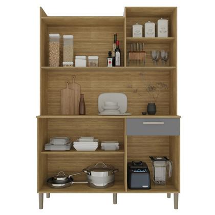 Imagem de Armário de Cozinha Compacta 121cm Pádua Plus Freijó/Gris Z06 - Mpozenato