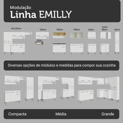 Imagem de Armário De Cozinha Compacta 156 Cm Emilly Madesa 03 Branco/rustic