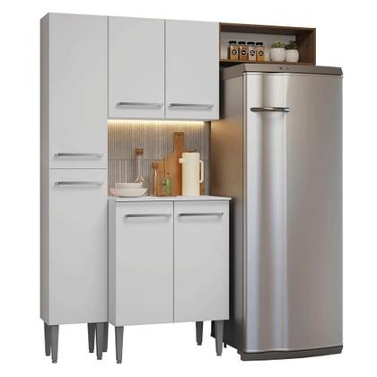 Imagem de Armário De Cozinha Compacta 156 Cm Emilly Madesa 03 Branco/rustic