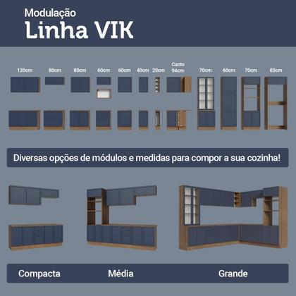 Imagem de Armário de Cozinha Compacta 180 cm Rustic/Azul Vik Madesa 02