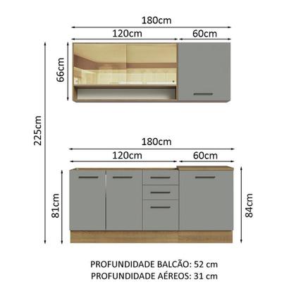 Imagem de Armário de Cozinha Compacta 180cm Rustic Cinza Agata Madesa 02