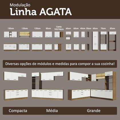 Imagem de Armário de Cozinha Compacta 190cm com Cristaleira Rustic/Branco Agata Madesa 01