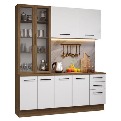 Imagem de Armário de Cozinha Compacta 190cm com Cristaleira Rustic/Branco Agata Madesa 01