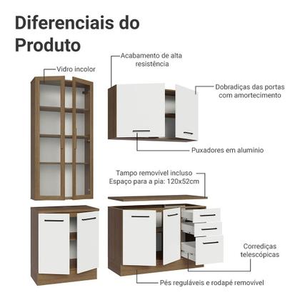Imagem de Armário de Cozinha Compacta 190cm com Cristaleira Rustic/Branco Agata Madesa 01