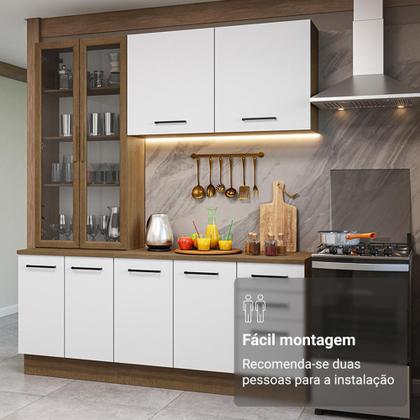 Imagem de Armário de Cozinha Compacta 190cm com Cristaleira Rustic/Branco Agata Madesa 01