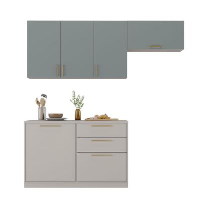 Imagem de Armário de Cozinha Compacta 200cm Essence Fendi e Gris 100% MDF Itatiaia