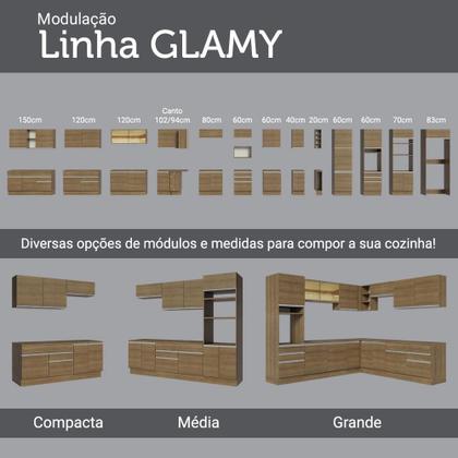 Armário de Cozinha Compacta 200cm Rustic Glamy Madesa 08 - Armário