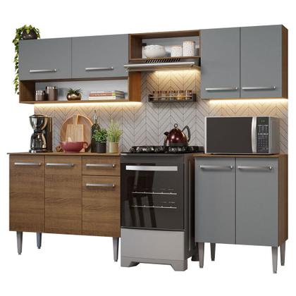 ＭＥＩ　チャコールグレーXS Armário de Cozinha Compacta 229cm Rustic/Cinza Emilly Madesa 15