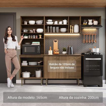 Armário De Cozinha Compacta 235cm Rustic Gourmet Madesa Xc03