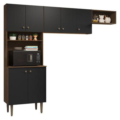 Imagem de Armário de Cozinha Compacta 235cm Rustic/Preto Gourmet Madesa XC03