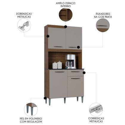 Imagem de Armário de Cozinha Compacta 90cm Camila P11 Castanho/Off White - Mpozenato