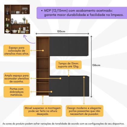 Imagem de Armário de Cozinha Compacta com Balcão Linea Fit 4 Portas Multimóveis MP2218