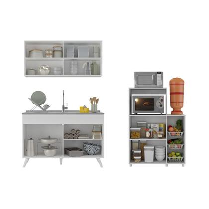 Imagem de Armário de Cozinha Compacta com Gabinete Pia e Balcão para Forno e Micro-ondas Multimóveis MP2254