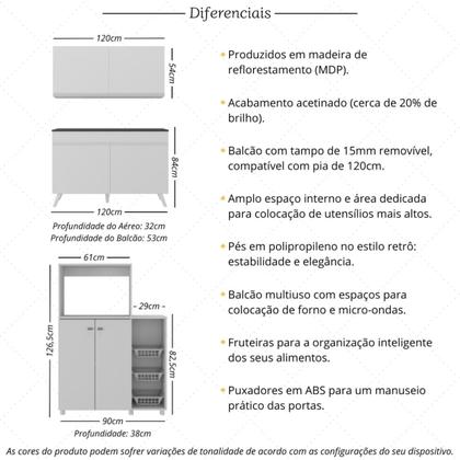 Imagem de Armário de Cozinha Compacta com Gabinete Pia e Balcão para Forno e Micro-ondas Multimóveis MP2254
