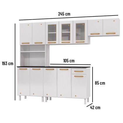 Imagem de Armário de Cozinha Compacta de Aço Completa Diamante 12 Portas 1 Gaveta Branco 818489 - Pnr Móveis