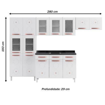 Imagem de Armário de Cozinha Compacta de Aço Completa Mirage New 14 Portas 2 Gavetas Branco 815484 - Pnr Móveis