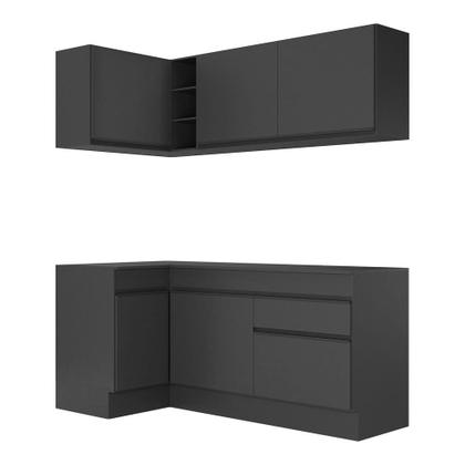 Imagem de Armário de Cozinha Compacta de Canto com Rodapé Veneza Multimóveis MP2092.895 Preto