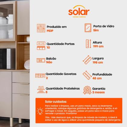Imagem de Armário de Cozinha Compacta Demóbile Amora 10 Portas e 2 Gavetas