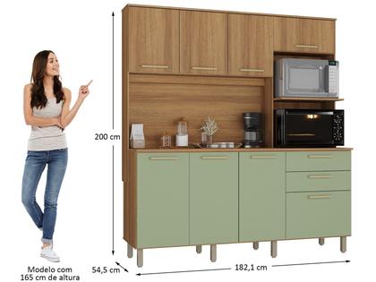 Imagem de Armário de Cozinha Compacta Luciane Luna 8 Portas 2 Gavetas com Torre Quente - Opcional para Pia