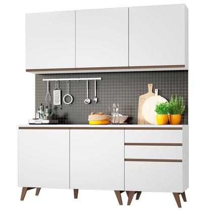 Imagem de Armário de Cozinha Compacta Madesa Reims com Balcão 5 Portas 3 Gavetas - Branco