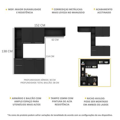 Imagem de Armário de Cozinha Compacta MP2003 Sofia Multimóveis Preta
