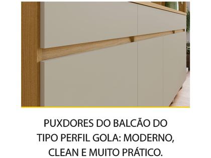 Imagem de Armário de Cozinha Compacta Nesher Realeza com Balcão 100% MDF 6 Portas 3 Gavetas