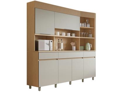 Imagem de Armário de Cozinha Compacta Nesher Realeza com Balcão 100% MDF 6 Portas 3 Gavetas