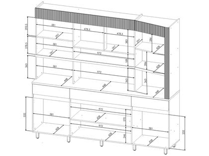 Imagem de Armário de Cozinha Compacta Nesher Realeza com Balcão 100% MDF 6 Portas 3 Gavetas