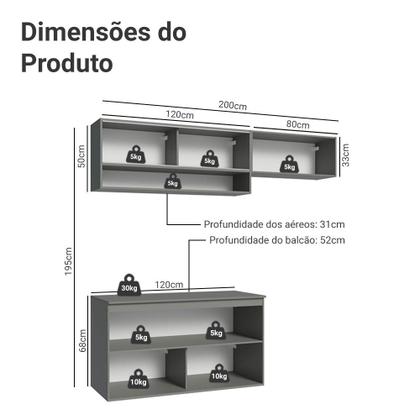 Imagem de Armário de Cozinha Compacta Suspenso 200cm Cinza Nice Madesa XA08