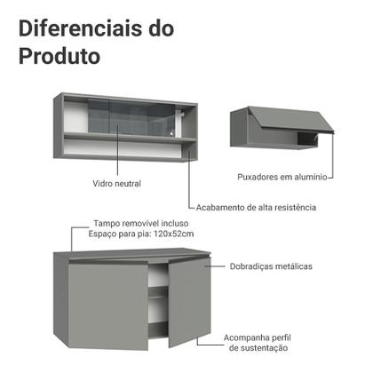 Imagem de Armário de Cozinha Compacta Suspenso 200cm Cinza Nice Madesa XA08