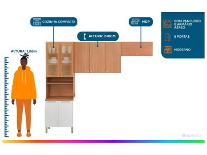 Imagem de Armário de Cozinha Compacta Telasul Sálvia Nicho para Micro-ondas 8 Portas