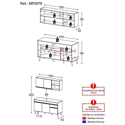 Armário de Cozinha Compacta Veneza GB Multimóveis MP2079 Preta Imagem de Armário de Cozinha Compacta Veneza GB Multimóveis MP2079 Preta